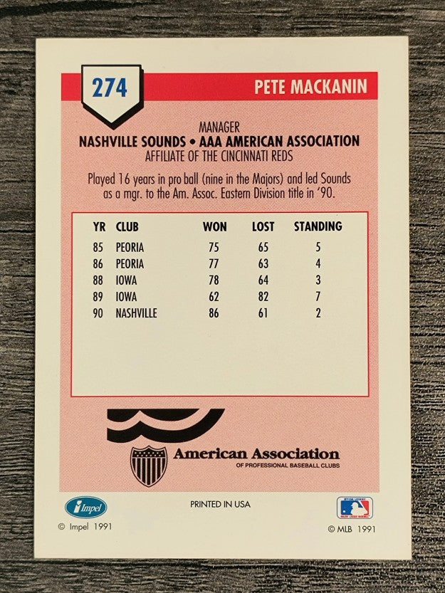 1991 Line Drive AAA #274 Pete MacKanin MG
