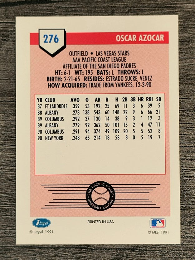 1991 Line Drive AAA #276 Oscar Azocar