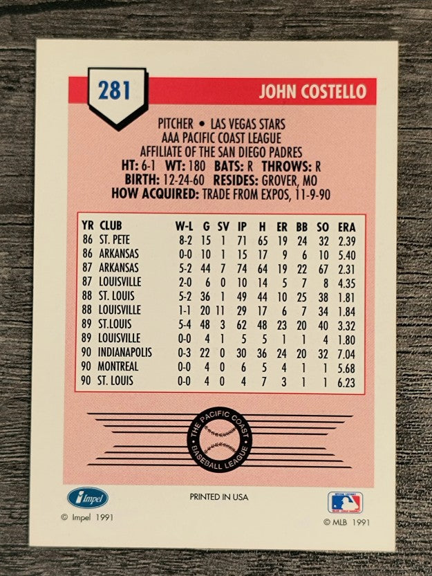 1991 Line Drive AAA #281 John Costello