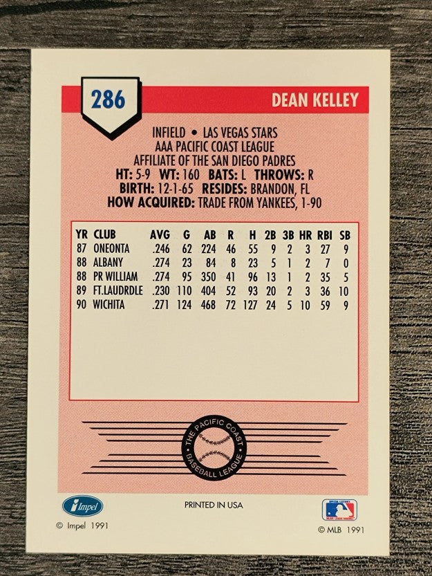 1991 Line Drive AAA #286 Dean Kelley