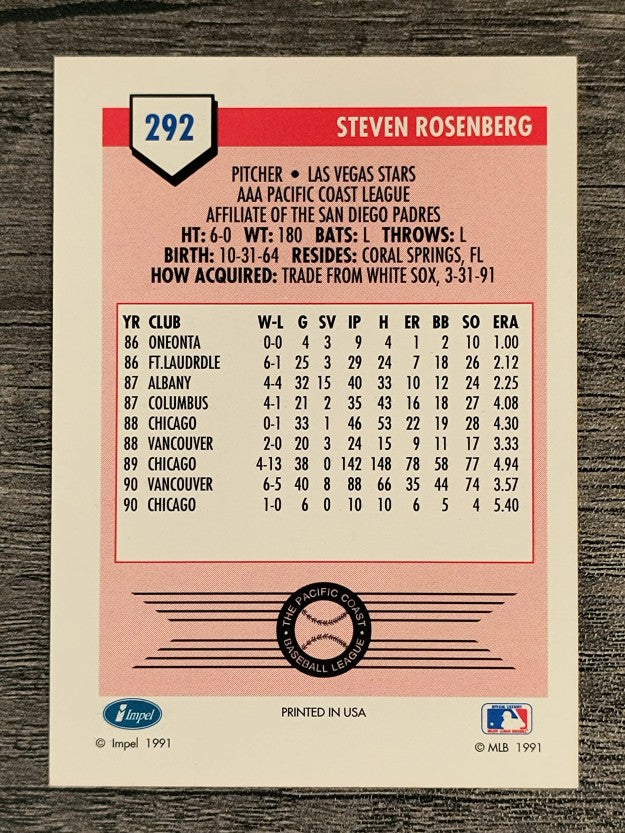 1991 Line Drive AAA #292 Steven Rosenberg