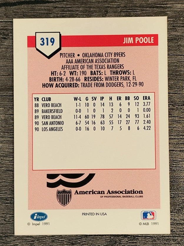 1991 Line Drive AAA #319 Jim Poole