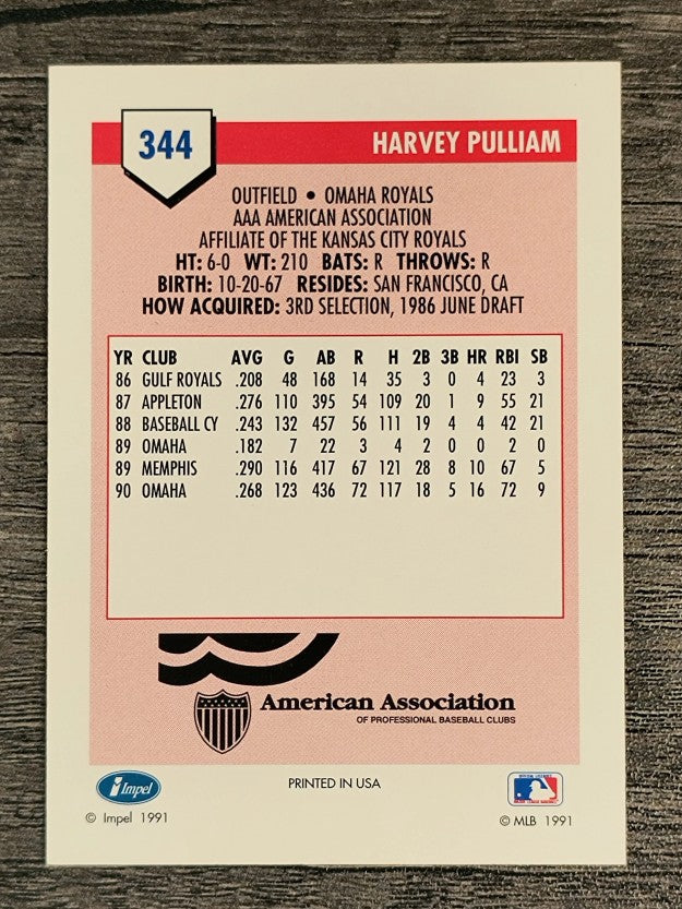 1991 Line Drive AAA #344 Harvey Pulliam