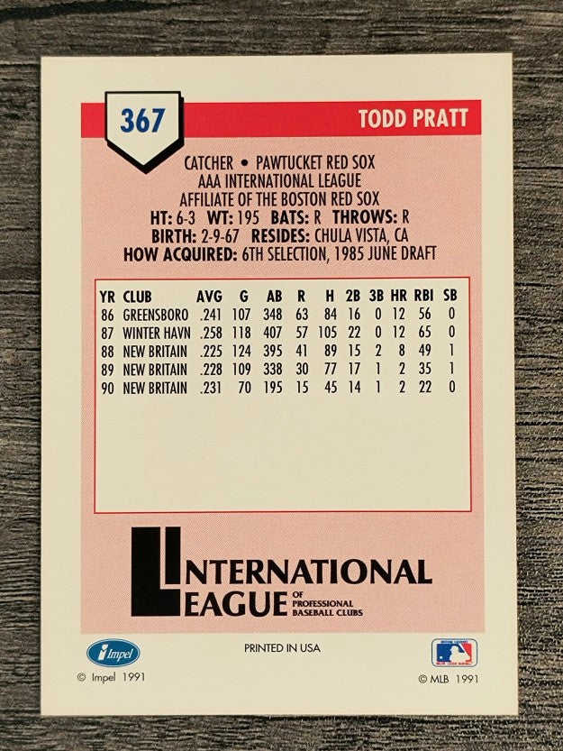 1991 Line Drive AAA #367 Todd Pratt