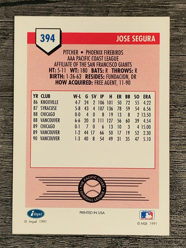 1991 Line Drive AAA #394 Jose Segura