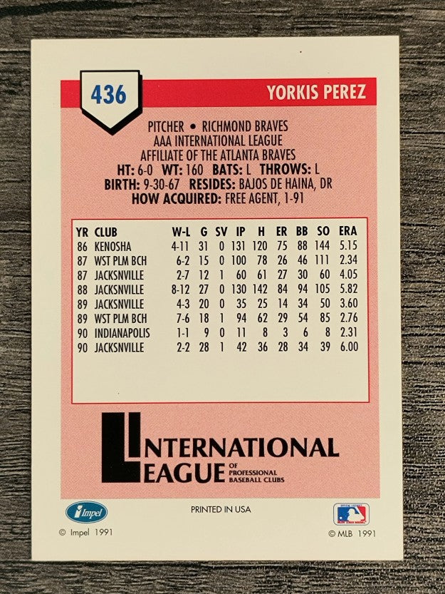 1991 Line Drive AAA #436 Yorkis Perez