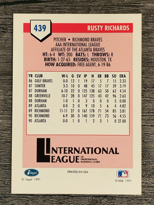 1991 Line Drive AAA #439 Rusty Richards