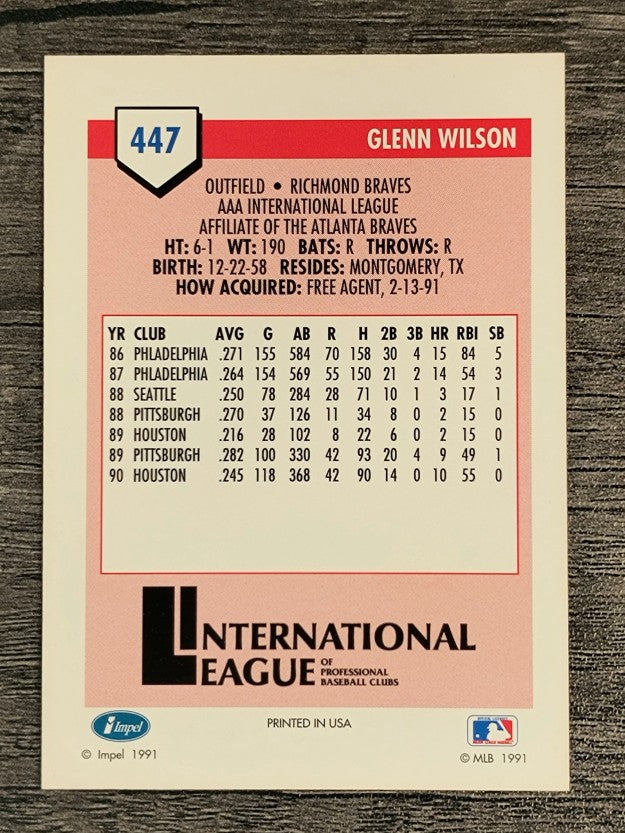 1991 Line Drive AAA #447 Glenn Wilson