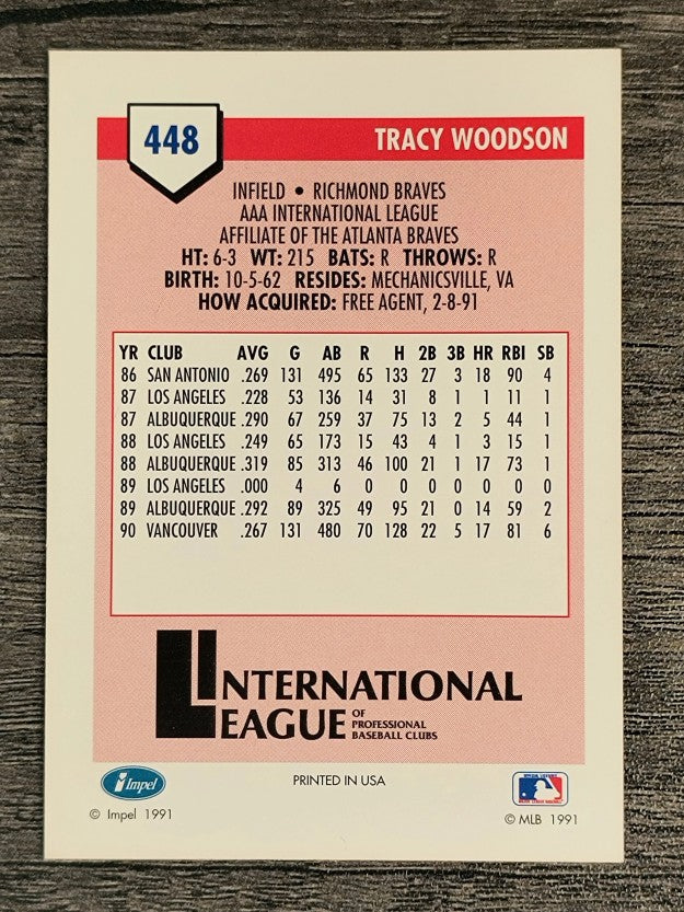 1991 Line Drive AAA #448 Tracy Woodson