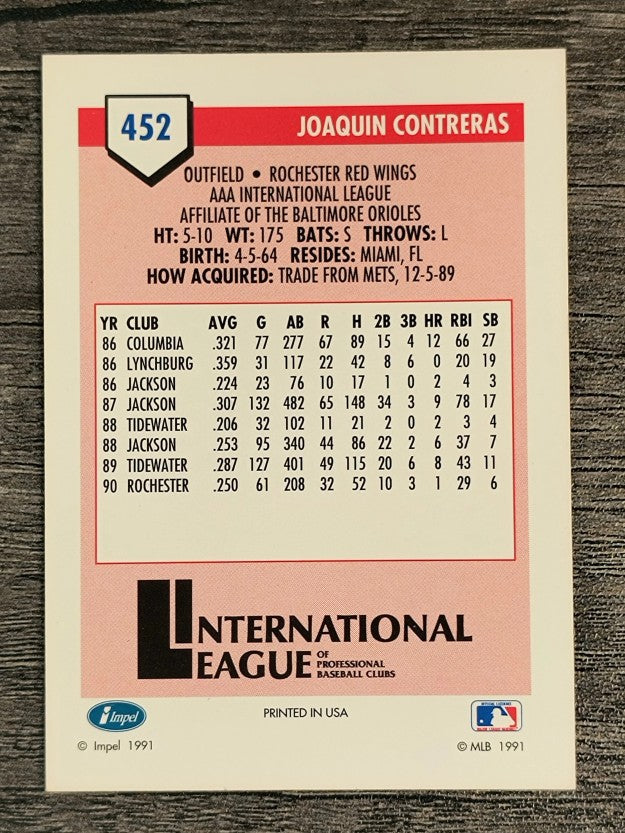1991 Line Drive AAA #452 Joaquin Contreras