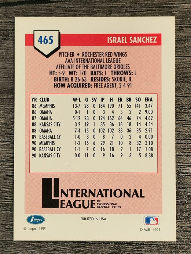 1991 Line Drive AAA #465 Israel Sanchez