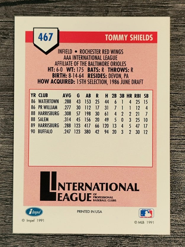 1991 Line Drive AAA #467 Tommy Shields