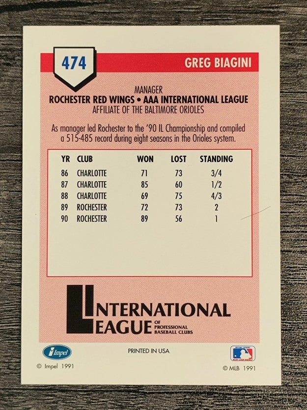 1991 Line Drive AAA #474 Greg Biagini MG