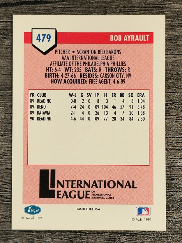 1991 Line Drive AAA #479 Bob Ayrault