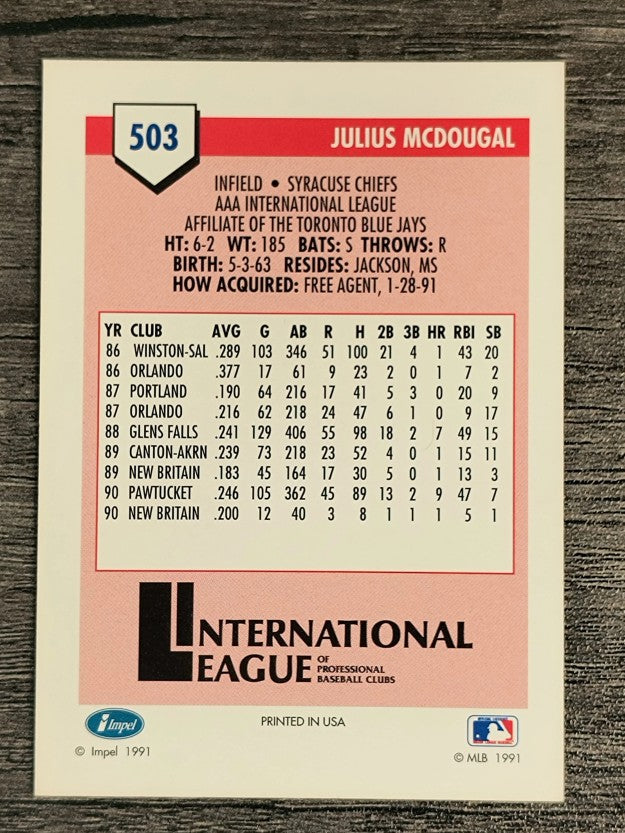 1991 Line Drive AAA #503 Julius McDougal