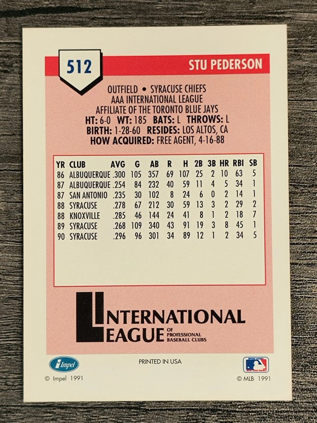 1991 Line Drive AAA #512 Stu Pederson