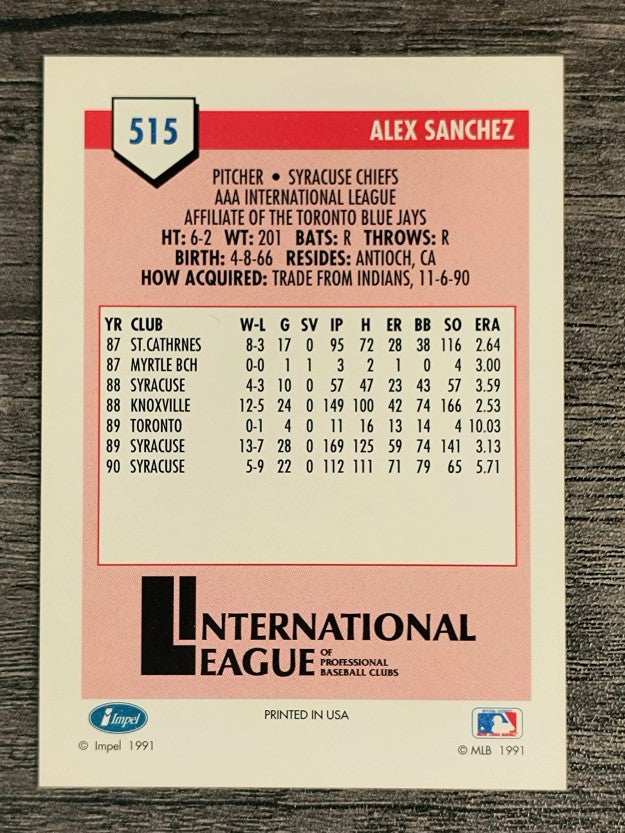 1991 Line Drive AAA #515 Alex Sanchez