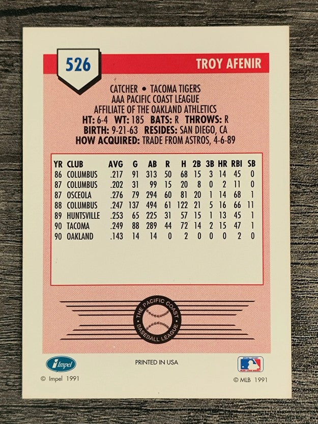 1991 Line Drive AAA #526 Troy Afenir