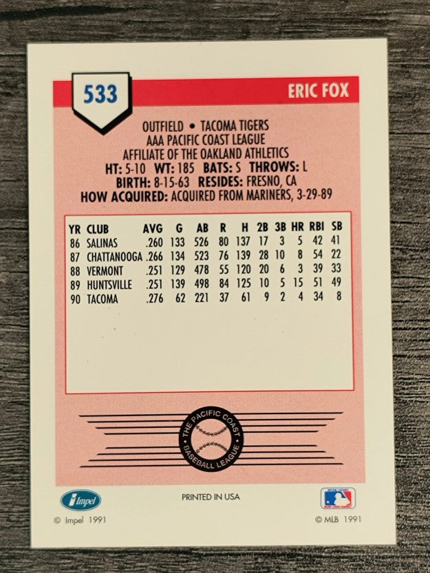 1991 Line Drive AAA #533 Eric Fox
