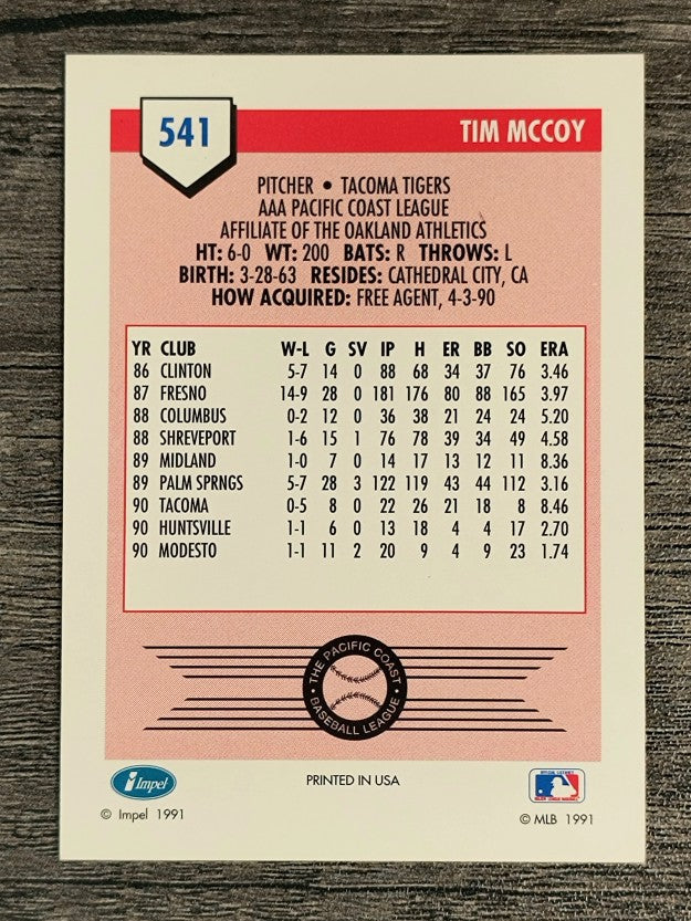 1991 Line Drive AAA #541 Tim McCoy