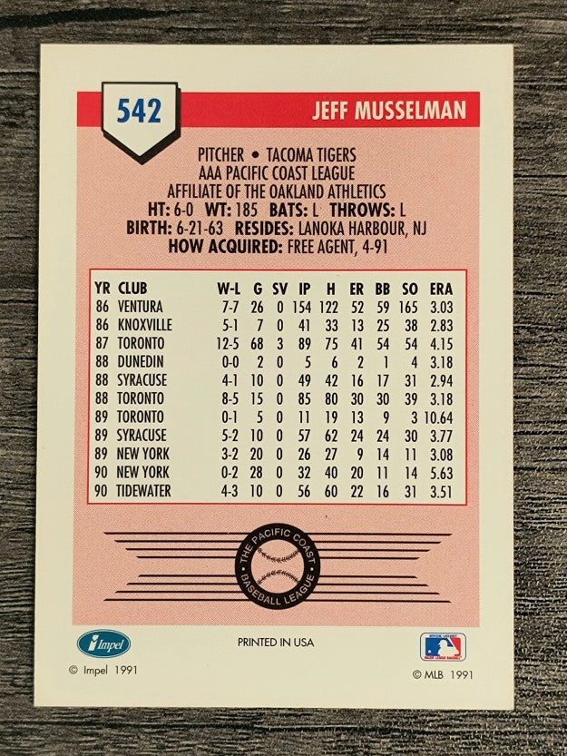 1991 Line Drive AAA #542 Jeff Musselman