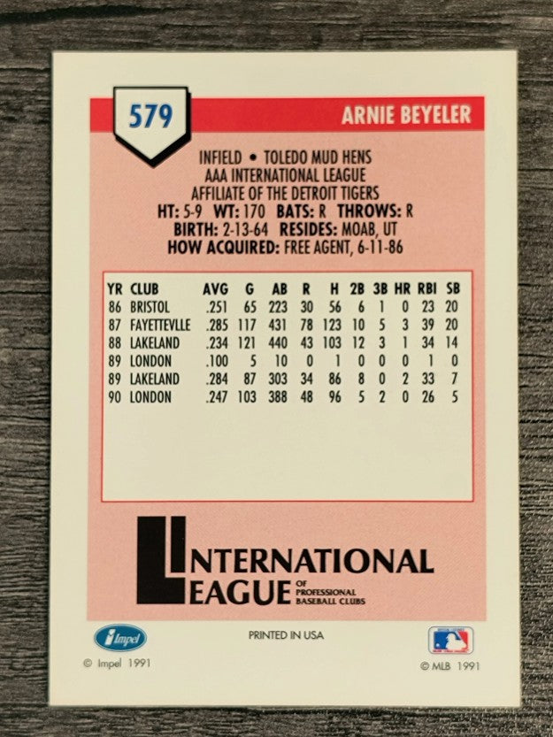1991 Line Drive AAA #579 Arnie Beyeler