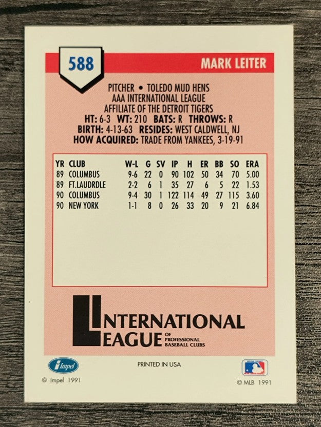 1991 Line Drive AAA #588 Mark Leiter