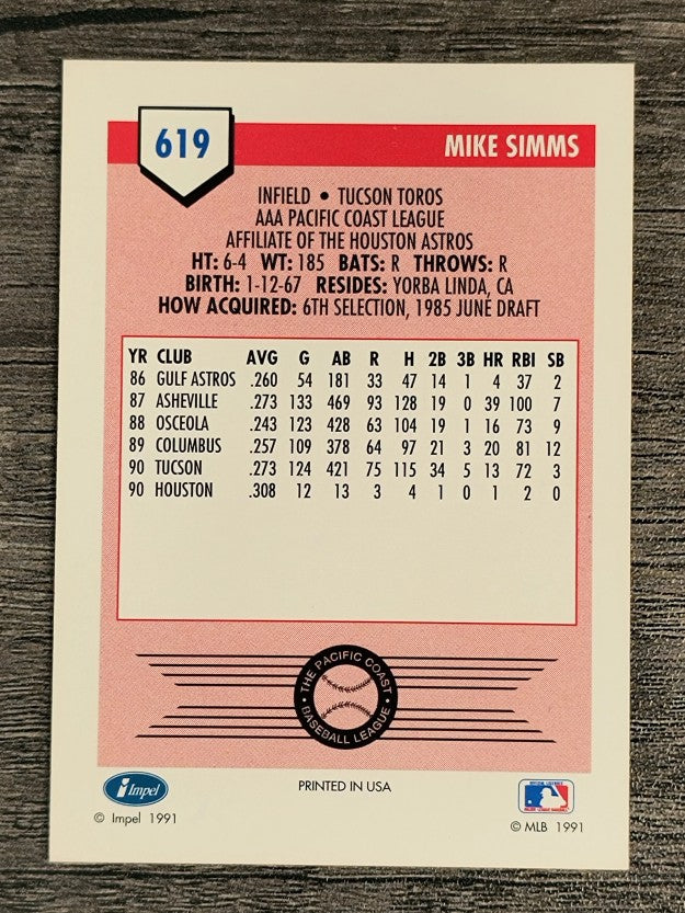 1991 Line Drive AAA #619 Mike Simms