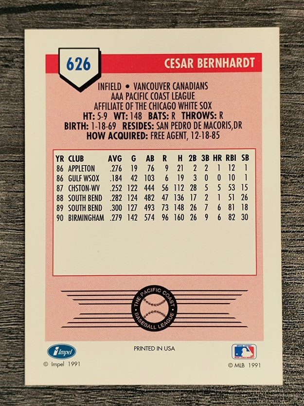 1991 Line Drive AAA #626 Cesar Bernhardt