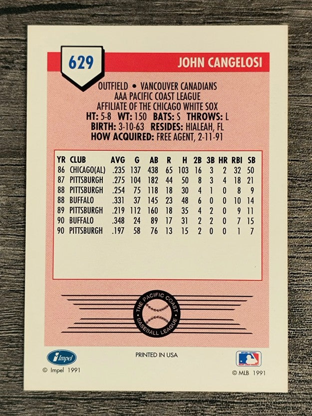 1991 Line Drive AAA #629 John Cangelosi