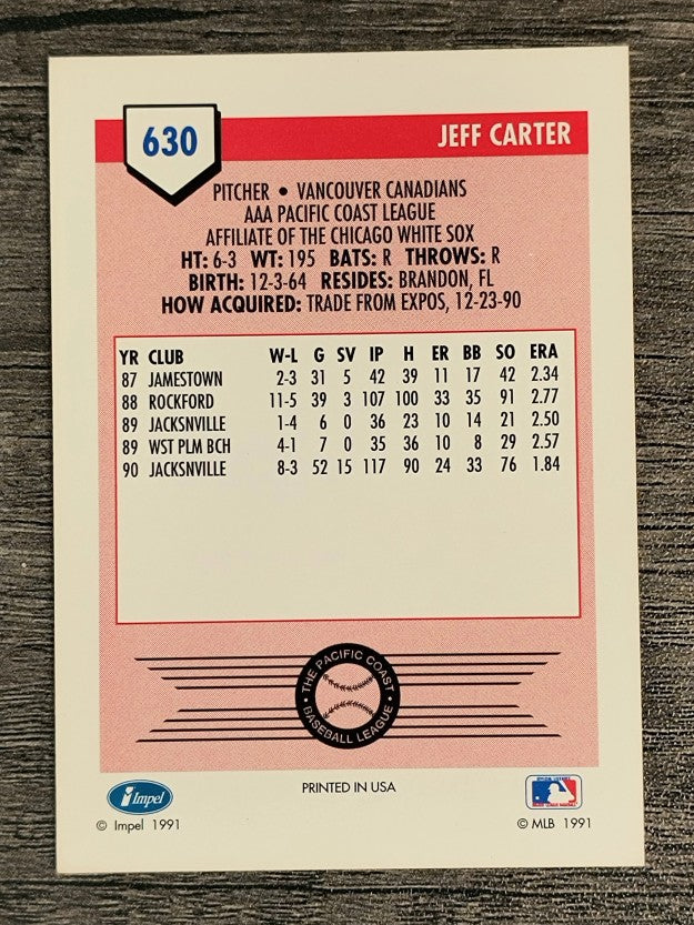 1991 Line Drive AAA #630 Jeff Carter