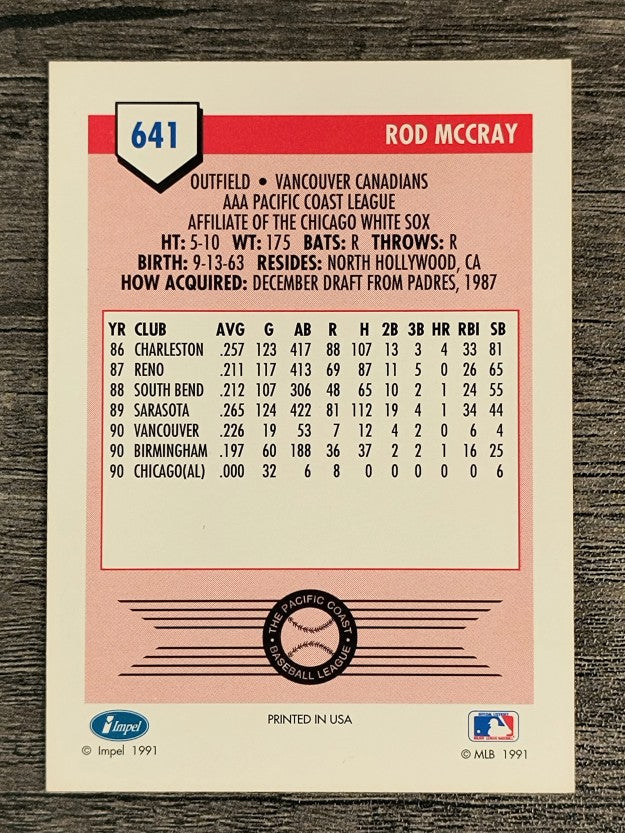 1991 Line Drive AAA #641 Rod McCray