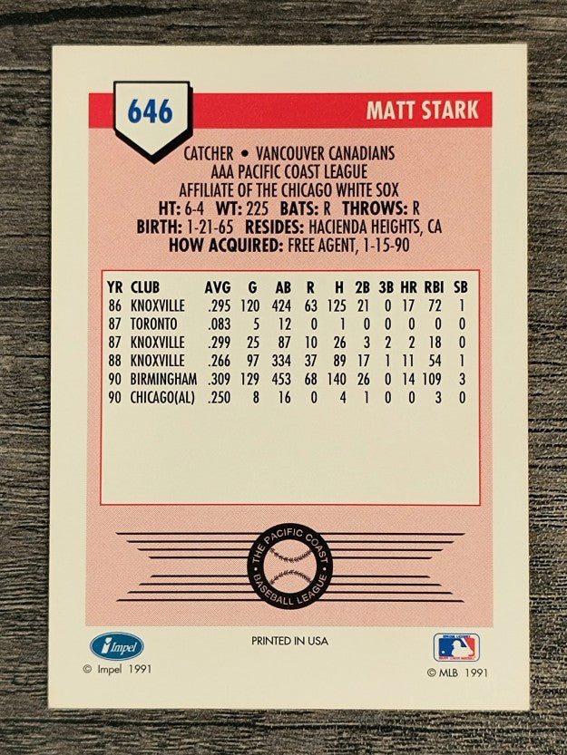 1991 Line Drive AAA #646 Matt Stark