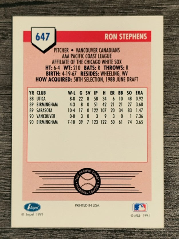 1991 Line Drive AAA #647 Ron Stephens