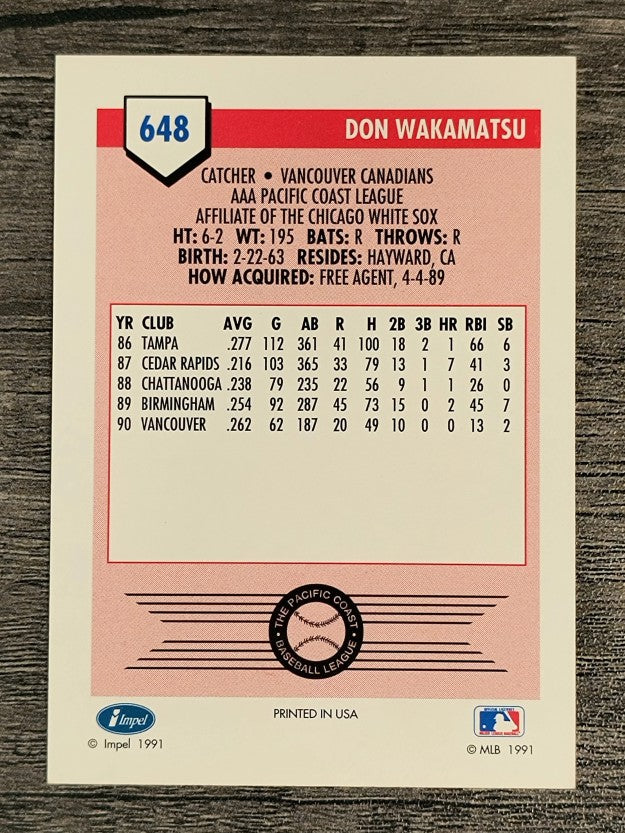1991 Line Drive AAA #648 Don Wakamatsu