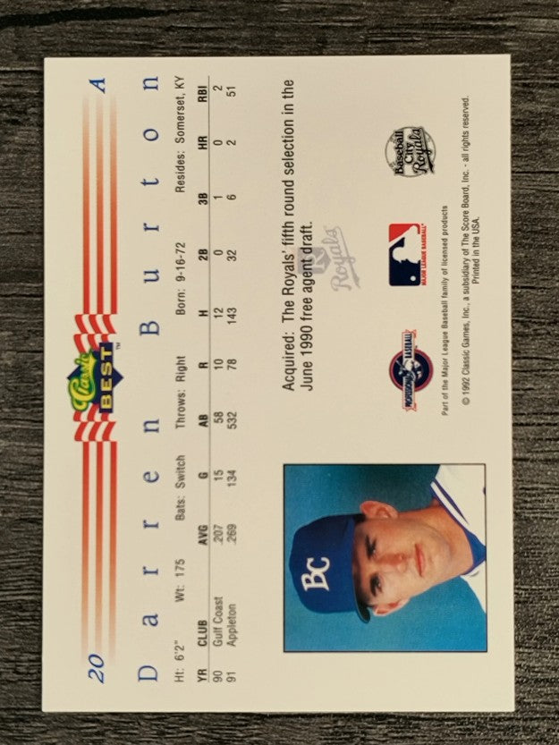 1992 Classic/Best #20 Darren Burton