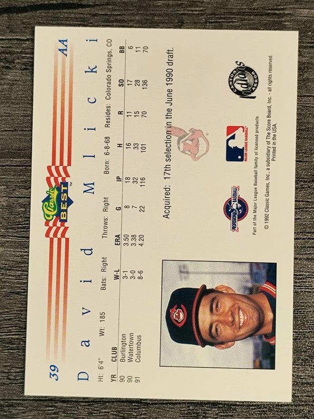 1992 Classic/Best #39 David Mlicki