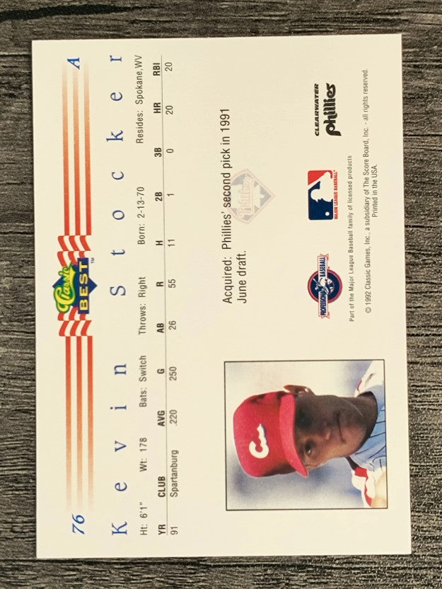 1992 Classic/Best #76 Kevin Stocker