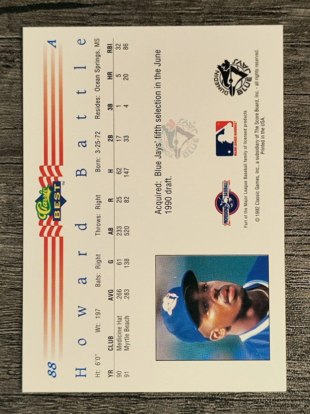 1992 Classic/Best #88 Howard Battle