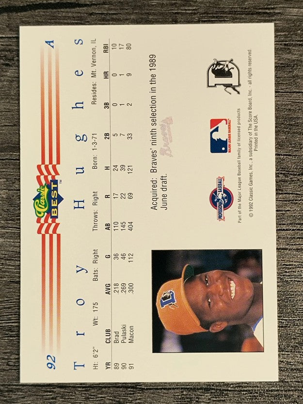 1992 Classic/Best #92 Troy Hughes
