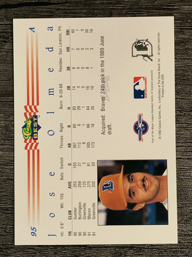 1992 Classic/Best #95 Jose Olmeda