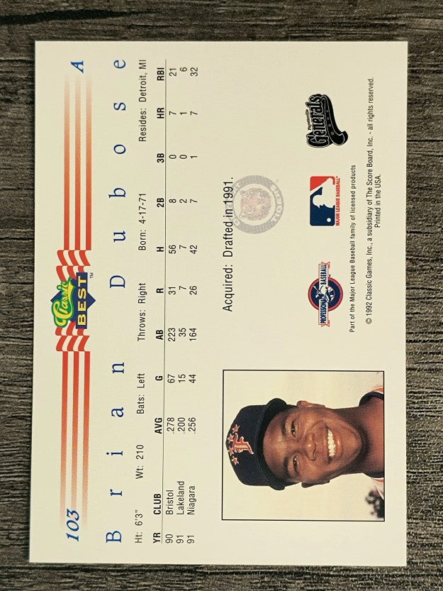1992 Classic/Best #103 Brian DuBose