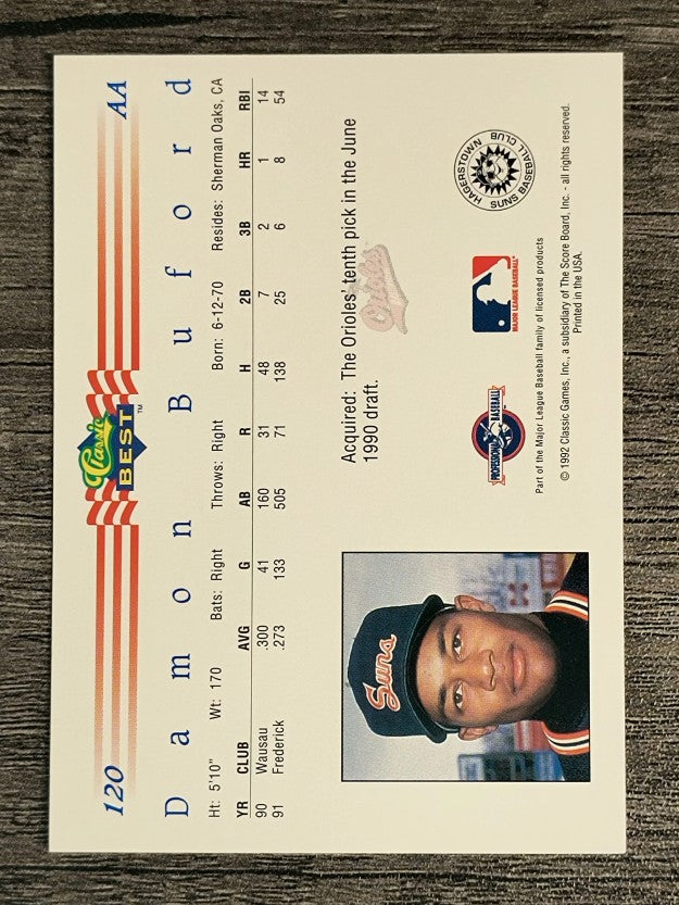1992 Classic/Best #120 Damon Buford