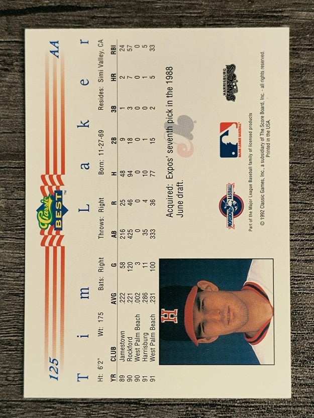 1992 Classic/Best #125 Tim Laker