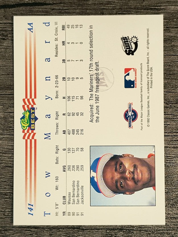 1992 Classic/Best #141 Tow Maynard