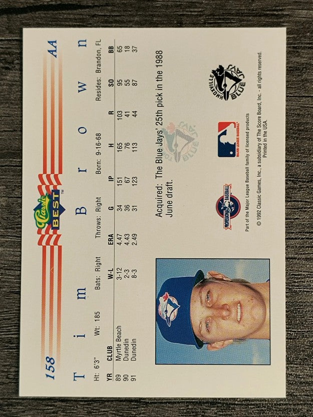 1992 Classic/Best #158 Tim Brown