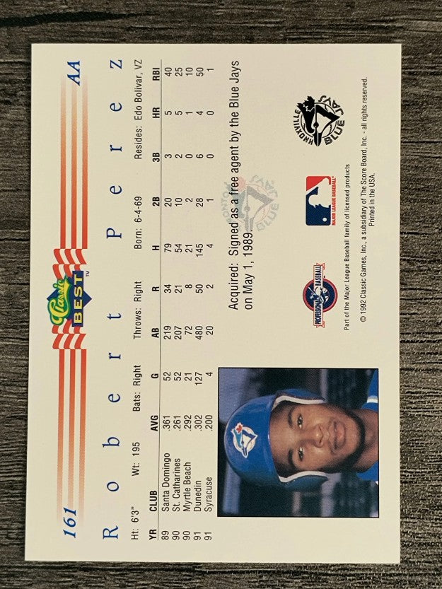 1992 Classic/Best #161 Robert Perez