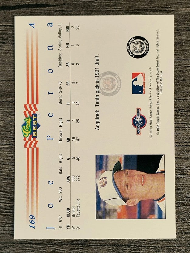 1992 Classic/Best #169 Joe Perona