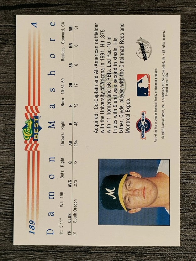 1992 Classic/Best #189 Damon Mashore