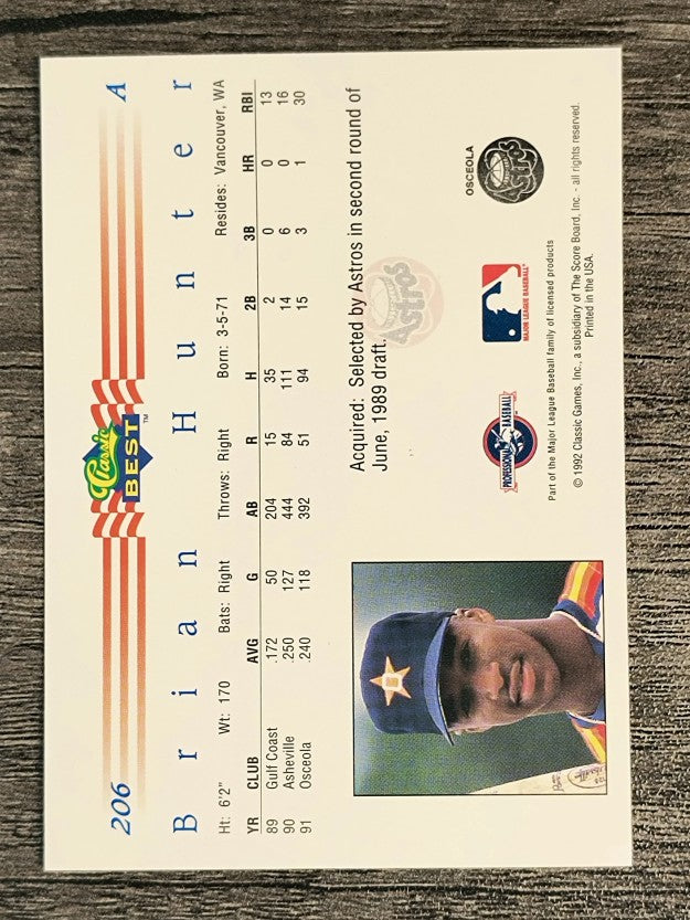 1992 Classic/Best #206 Brian L. Hunter